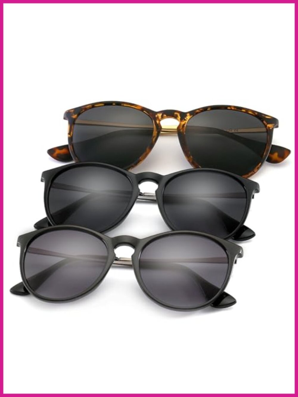 Premium Vintage Round Sunglasses Classic Retro Style Lightweight Frame UV400